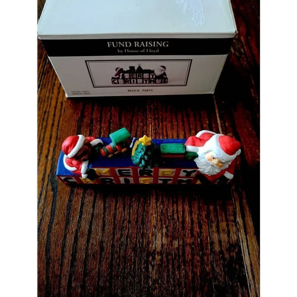 Vintage House of Lloyd Christmas Holiday Ceramic Santa Block Party Figurine